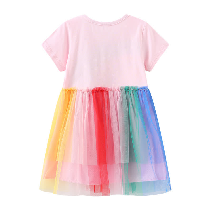 Toddler Girl Rainbow Mesh Loose Dress