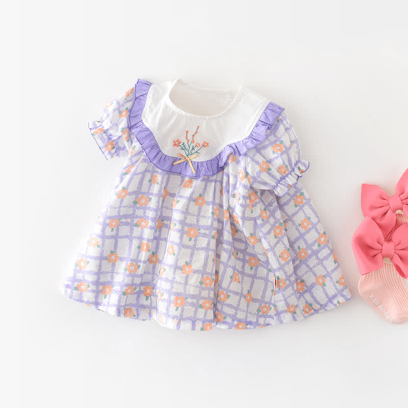 Baby Toddler Plaid Flower Dress