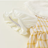 Toddler Girl Plaid Puff Sleeve Lapel Collar Dress