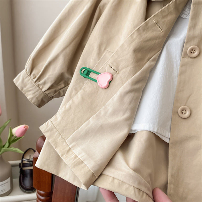 Toddler Collar Flower Button Coat