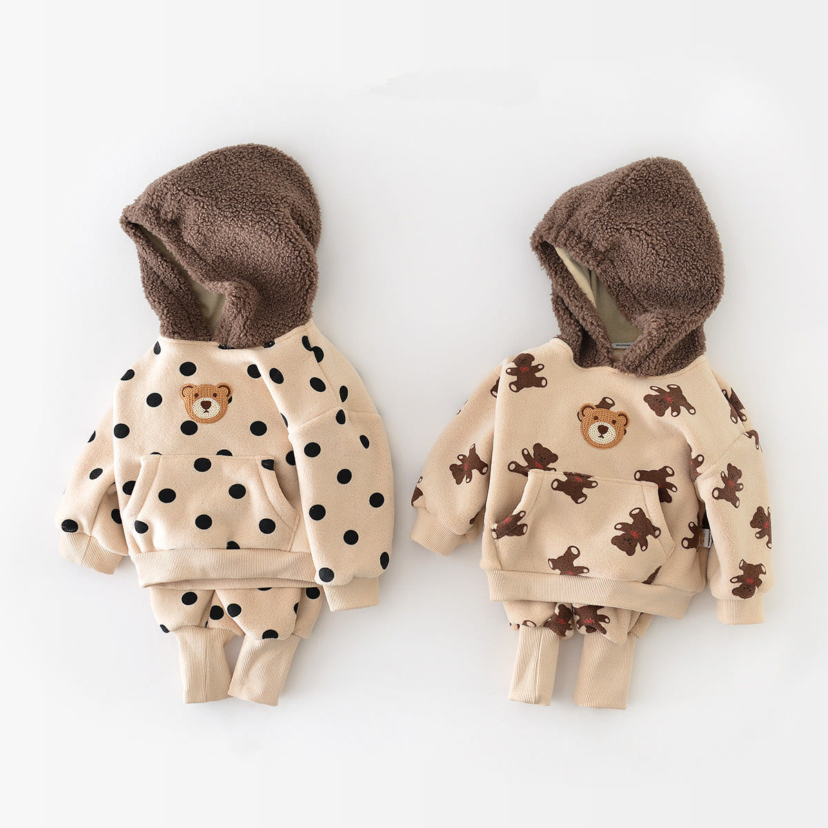 Baby Bear Dots Hooded Fleece 2 Pieces Set