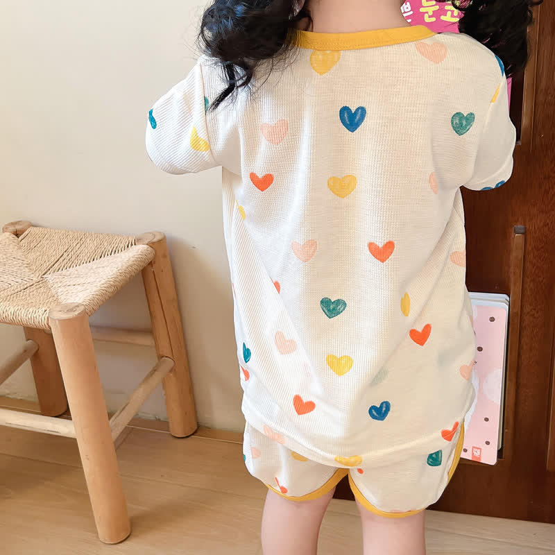 Toddler Girl Heart Crew Neck Pajamas Set