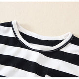 Toddler Round Neck Pocket Striped Casual Sweatshirt