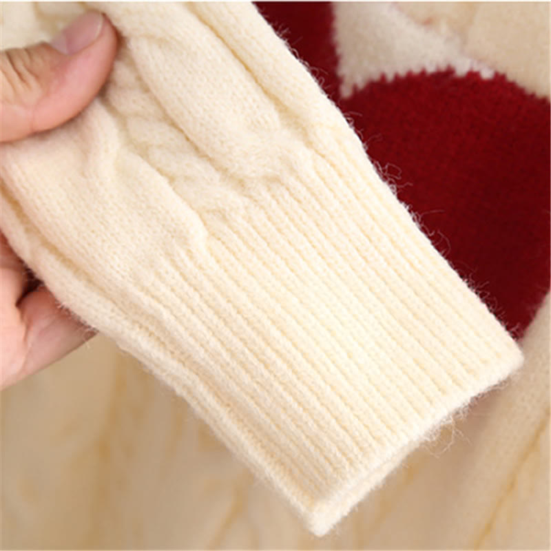 Toddler Heart Knitted Loose Thick Sweater