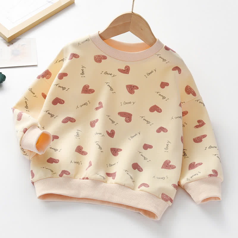 ILOVEY Toddler Girl Heart Crew Neck T-Shirt