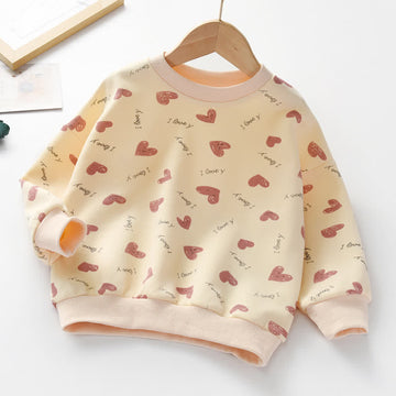 ILOVEY Toddler Girl Heart Crew Neck T-Shirt