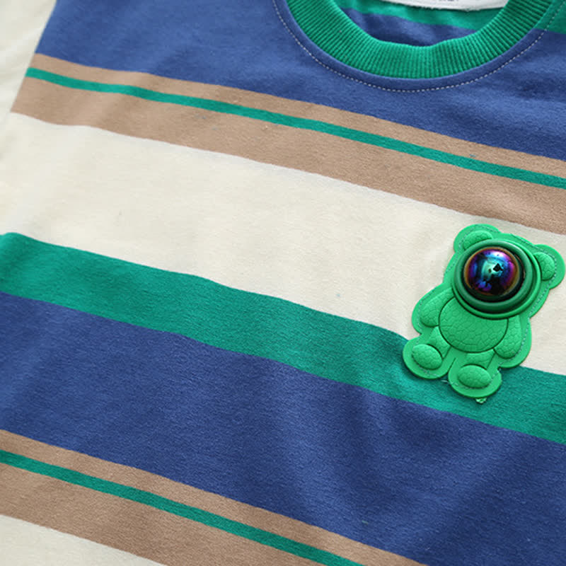 Baby Toddler Striped Astronaut Tee and Shorts Set