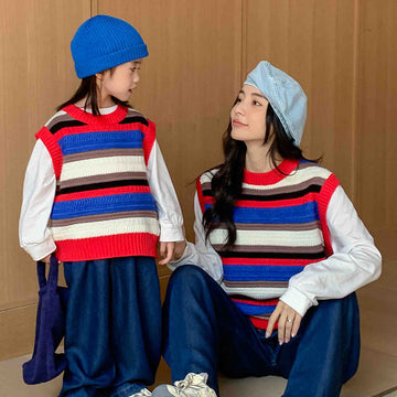 Family Matching Multicolor Knitted Vest