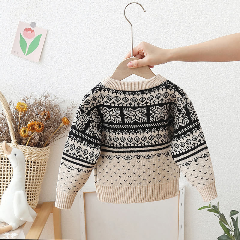 Toddler Vintage Knitted Jacquard Design Sweater