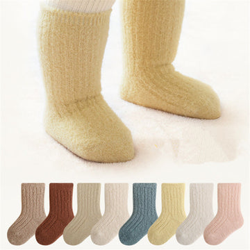 Baby Solid Color Ribbed Fleece Warm Floor Socks