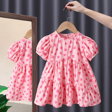Toddler Girl Heart Puff Sleeve Dress