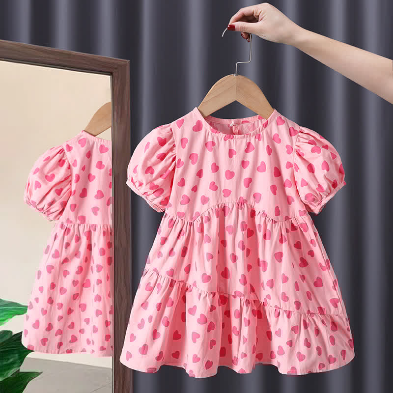 Toddler Girl Heart Puff Sleeve Dress
