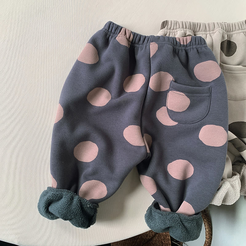 Toddler Girl Dots Fleece Lined Jogger Pants