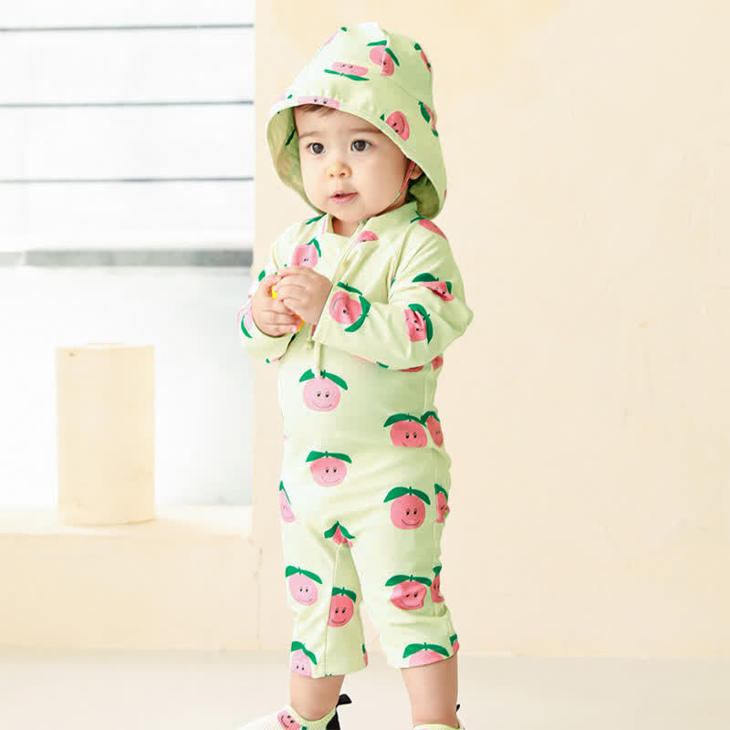 Toddler Apple Banana Swimsuit with Sun Hat