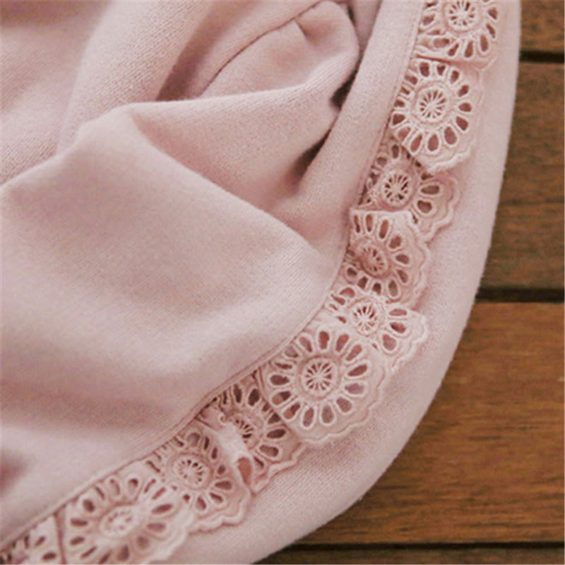 Toddler Girl Lace Sweet Solid Color Sweatshirt
