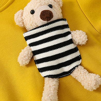 Toddler Striped Bear Round Neck Sweatshirt