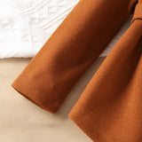 Toddler Girl Brown Lapels Bow Coat