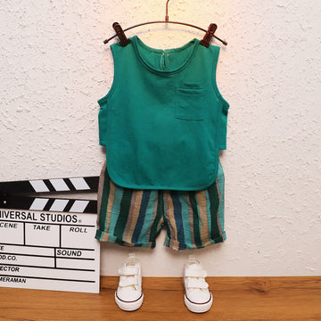 Toddler Linen Tank Top and Striped Shorts Set
