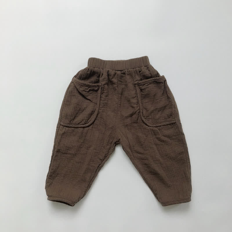Toddler Boy Retro Solid Color Pocket Casual Pants