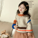 Toddler Girl Striped Knitted Sweet Sweater