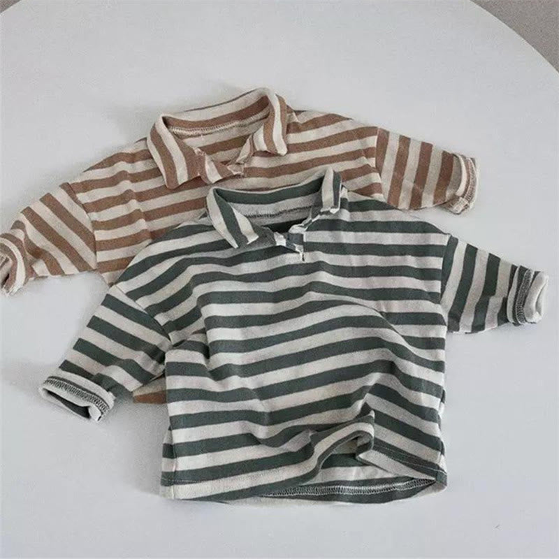 Baby Casual Polo Striped Loose T-shirt