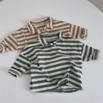 Baby Casual Polo Striped Loose T-shirt