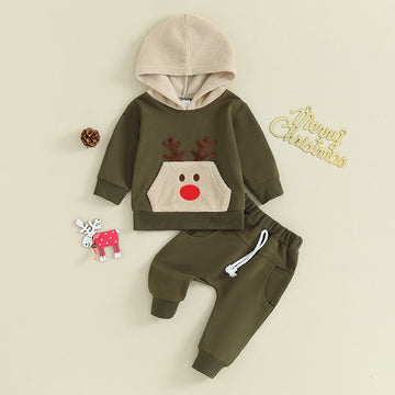 Baby Elk Hooded Green Sweatsuit 2 Pieces Set