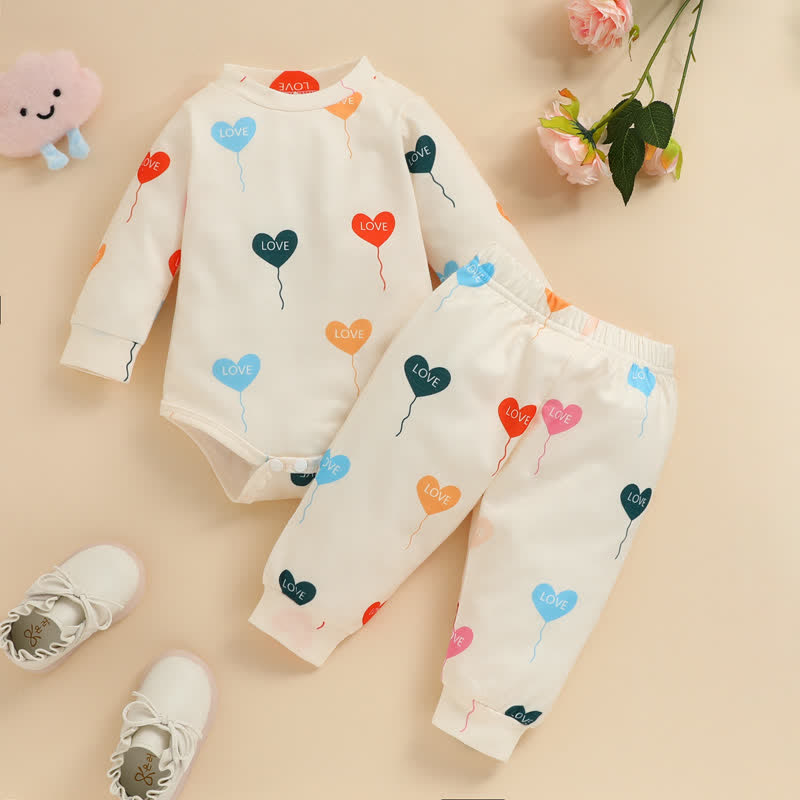 LOVE Baby Heart Balloon Bodysuit and Pants Set