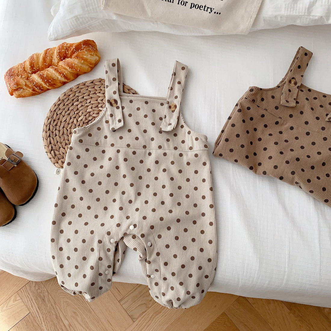 Baby Corduroy Earthy Color Dots Lovely Overalls