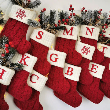 Christmas Knitting Snowflake Letter Stocking