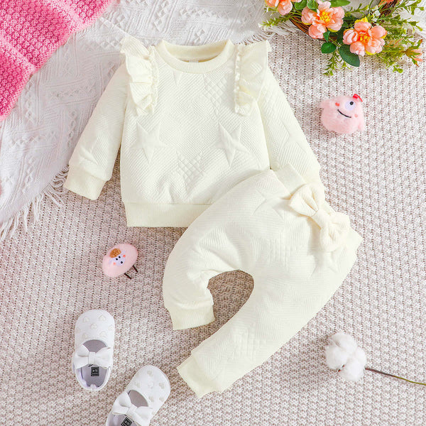 Baby Star Bowknot Solid Color 2 Pieces Set