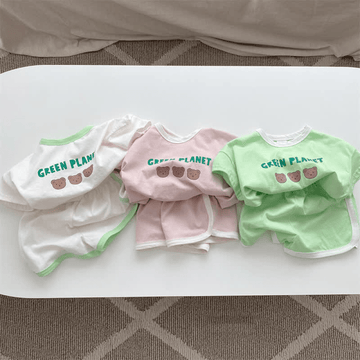 GREEN PLANET Baby Toddler Bear Tee and Shorts Set