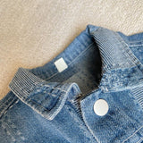 Toddler Denim Lapels Button Blue Loose Coat
