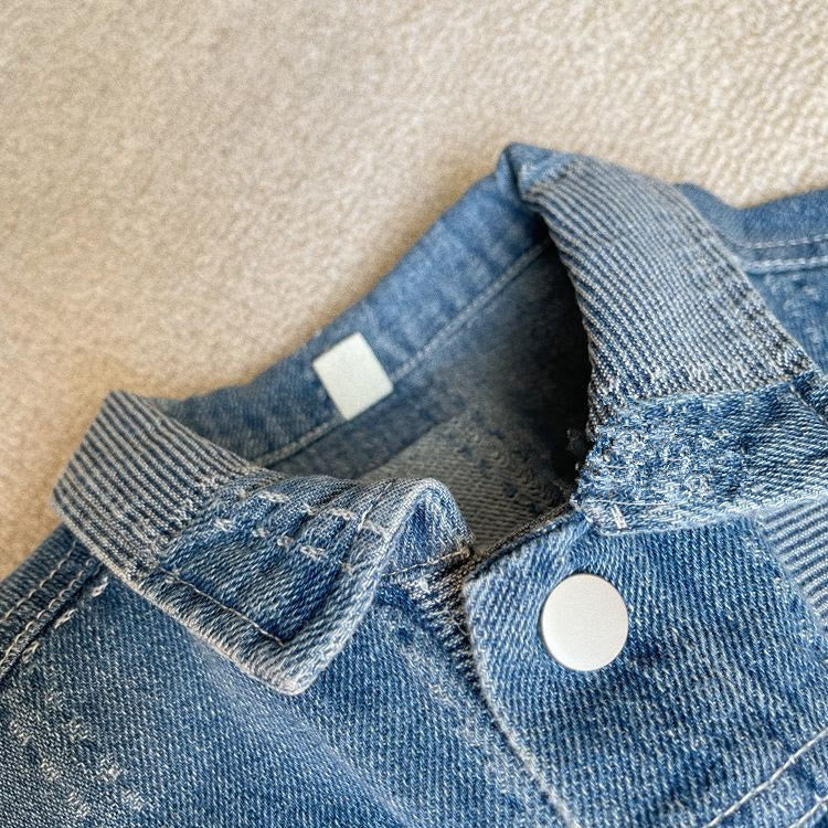 Toddler Denim Lapels Button Blue Loose Coat