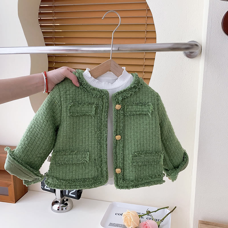 Toddler Girl Green Knitted Sweet Coat