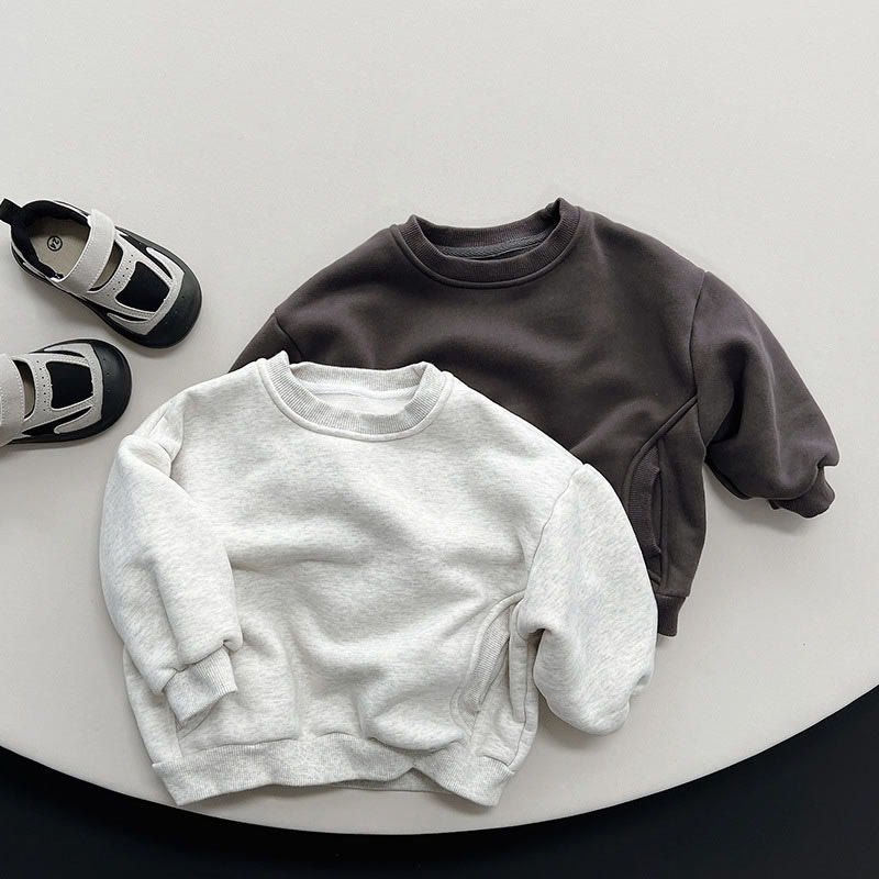 Toddler Boy Solid Color Fleece Lined Sweatshirt