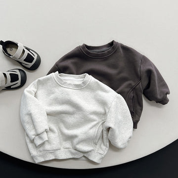 Toddler Boy Solid Color Fleece Lined Sweatshirt