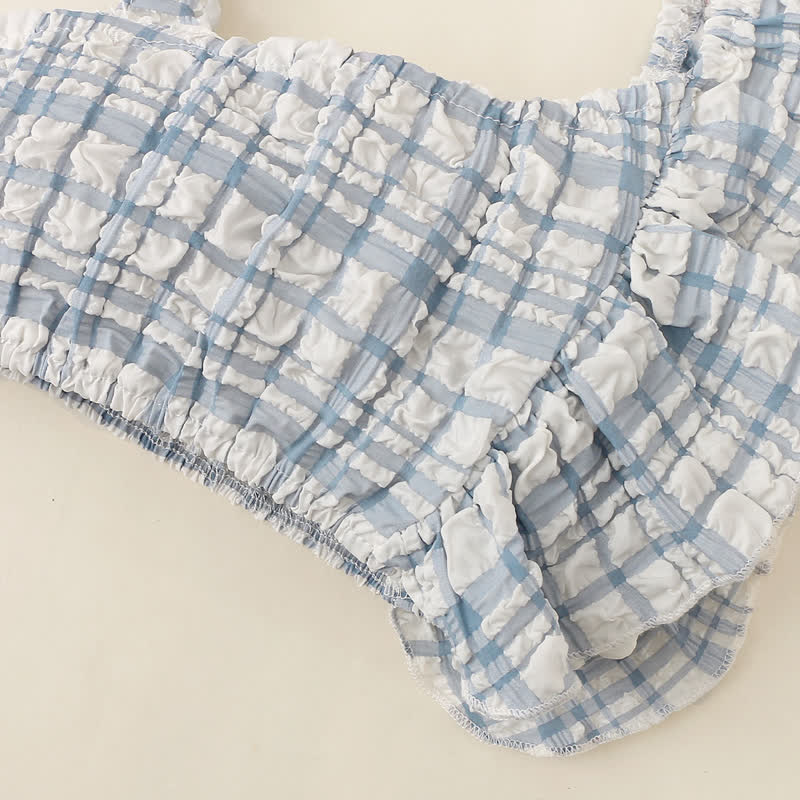 Toddler Girl Plaid Camisole and Bowknot Shorts Set