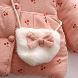Toddler Cherry Bunny Fleece Lined Coat with Bag