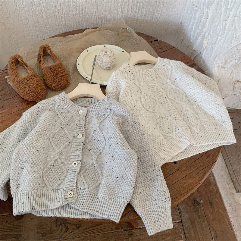 Toddler Colour Mixture Knitted Plaid Cardigan