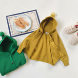 Toddler Solid Color Casual Hooded Knitted Coat