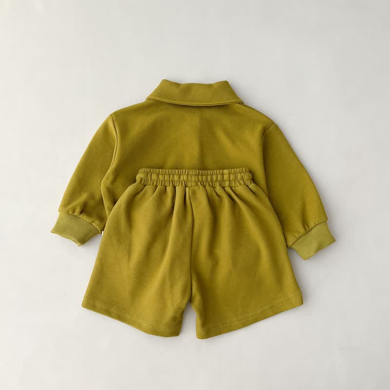 C Toddler Polo Collar Pullover and Shorts Set