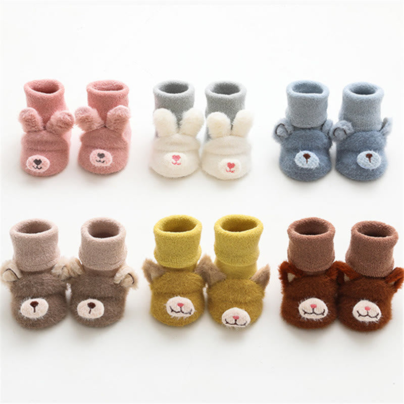 Baby Cartoon Animal 3D Ears Fleece Floor Socks