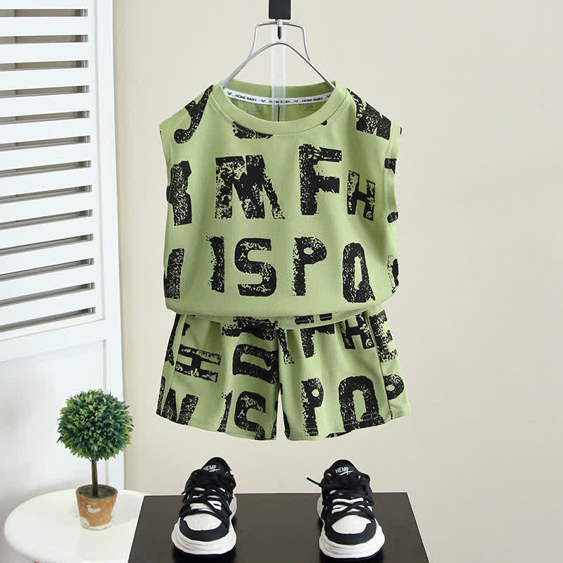 Toddler Boy Letters Tank Top and Shorts Set
