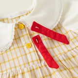 Toddler Girl Plaid Puff Sleeve Lapel Collar Dress