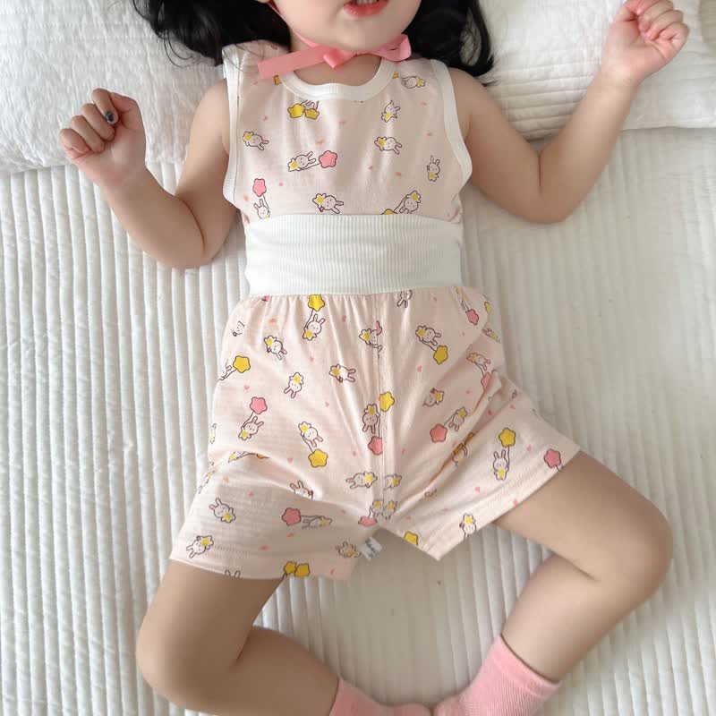 Toddler Bunny Bear Sleeveless Pajamas Set
