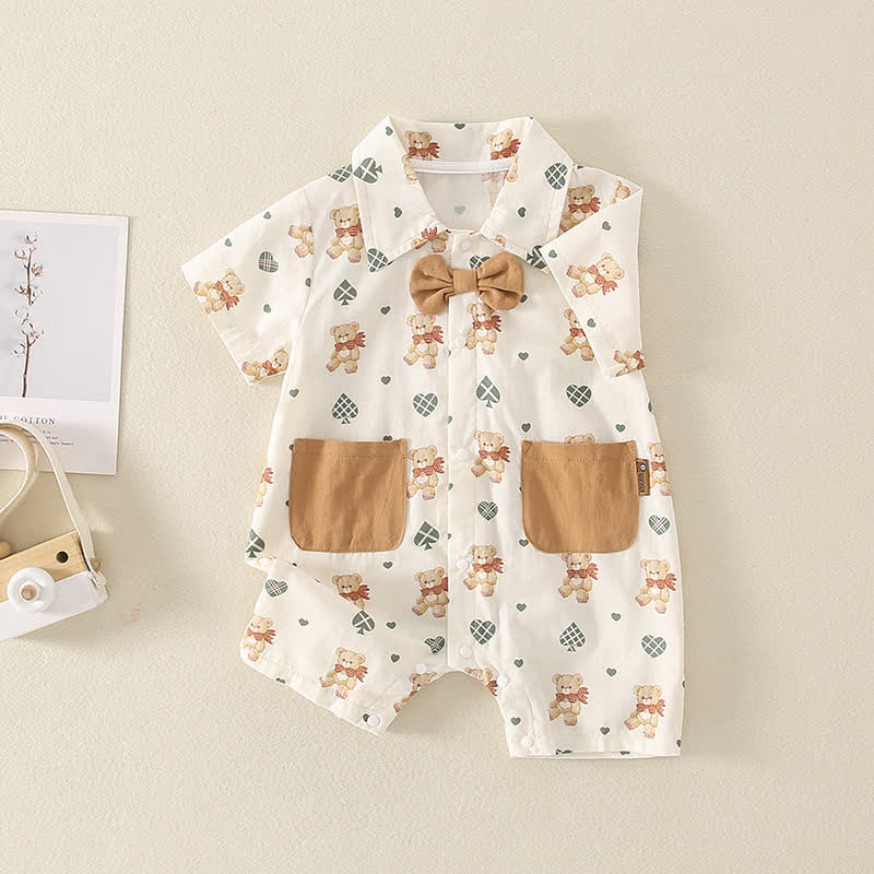 Baby Bear Bow Tie Newborn Romper