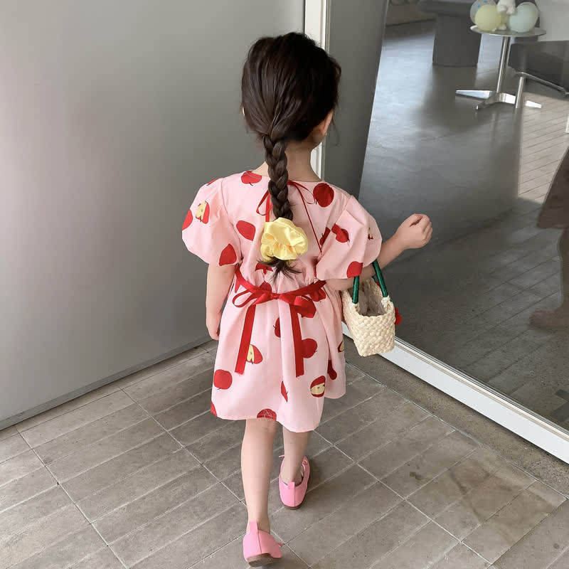 Toddler Girl Apple Puff Sleeve Dress