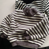 Toddler Mock Neck Striped Fleece Lined Sweatshirt
