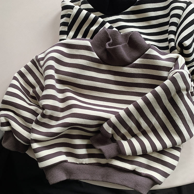 Toddler Mock Neck Striped Fleece Lined Sweatshirt